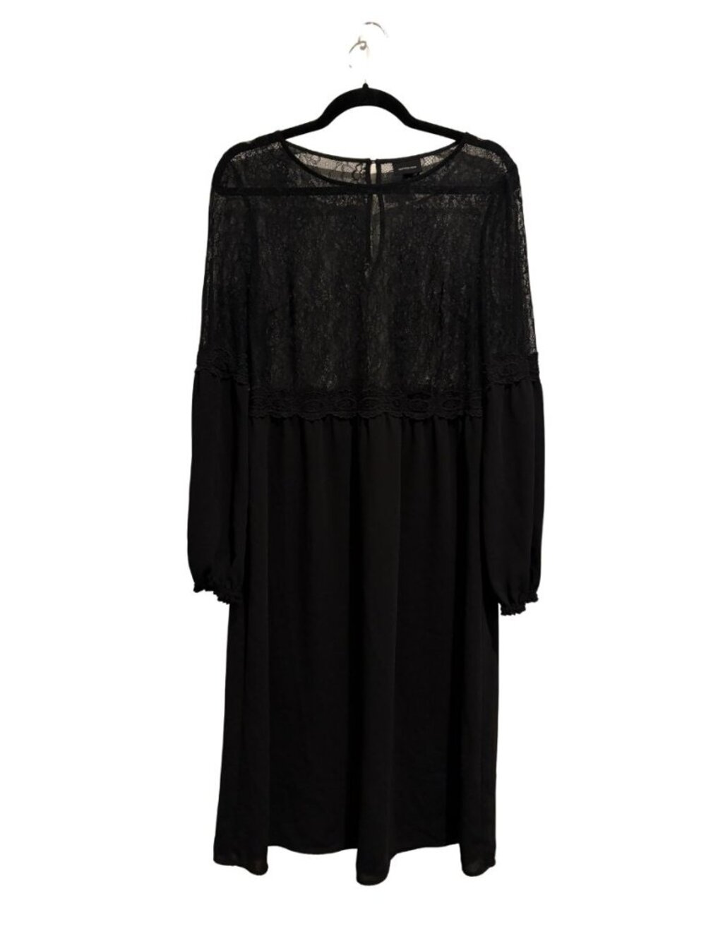 Who What Wear Black Lace Long Sleeve Midi Dress M